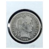 1908 D Barber Dime coin
