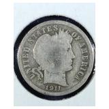 1911 Barber Dime coin