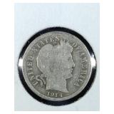 1914 Barber Dime coin
