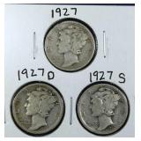 1927 PDS Mercury Dime coins