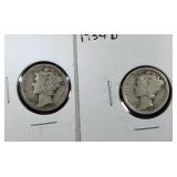 1934 & 1934 D Mercury Dime coins