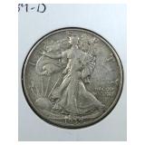 1939 D Walking Liberty Half Dollar coin
