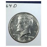 1964 D Kennedy Half Dollar coin