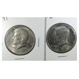 1917 & 1971 D Kennedy Half Dollar coins