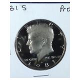 1981 S Proof Kennedy Half Dollar coin