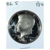 1986 S Proof Kennedy Half Dollar coin