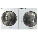 1988 & 1988 D Kennedy Half Dollar coins