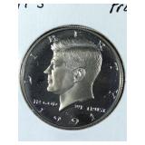 1991 S Proof Kennedy Half Dollar coin