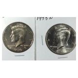 1993 & 1993 D Kennedy Half Dollar coins