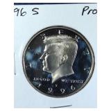 1996 S Proof Kennedy Half Dollar coin