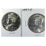 1997 & 1997 D Kennedy Half Dollar coins