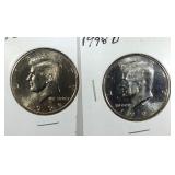 1998 & 1998 D Kennedy Half Dollar coins