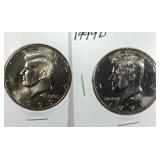 1999 & 1999 D Kennedy Half Dollar coins