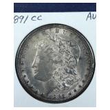 1891 Carson City AU Morgan Silver Dollar coin