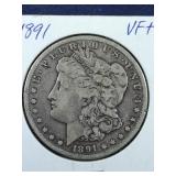 1891 Morgan Silver Dollar coin
