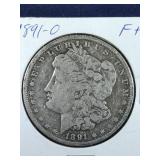 1891 O Morgan Silver Dollar coin