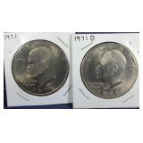 1971 & 1971 D Ike Dollar coins