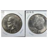 1973 & 1973 D Ike Dollar coins