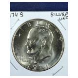 1974 S Silver UNC Ike Dollar coin