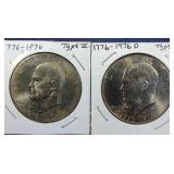 1776-1976 P&D Type II Ike Dollar coins