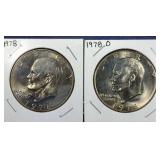 1978 & 1978 D Ike Dollar coins