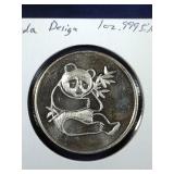 Panda design 1 oz. .999 fine silver