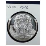 9/11/01 NYPD 1 oz. .999 fine silver