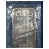 Coors Light 1 oz. .999 fine silver bar