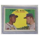 1959 Topps #212 Hank Aaron Ed Mathews Fence