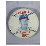RARE 1963 Warren Spahn Day Pinback Button 