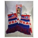 Washington Capitals bobble head and 2 scarves