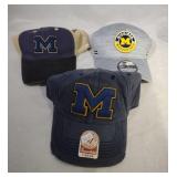 3 Michigan Wolverines ball caps