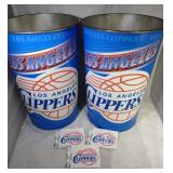 2 LA Clippers 15 inch metal garbage can & 3 decals