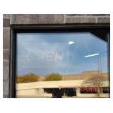 "Welcome" sign, "Open" sign and sleigh bells for