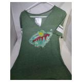 2 Minnesota Wild Ladies Medium V-neck t-shirt