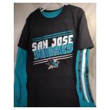 2 San Jose Sharks Youth Small shirts - one long
