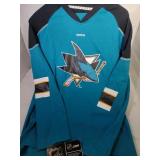 3 San Jose Sharks Youth Medium shirts - one zip up