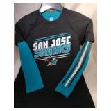 3 San Jose Sharks Youth Medium shirts - one long