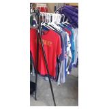 3 single pole A-frame clothing racks - contents