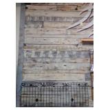 black metal wire rack with U-bars and two rustic