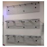 3 black wire racks, 8 U-bars, 6 hooks