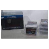 6 Ultra Pro Puck Holders and 1 wood base puck