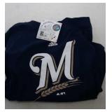 4 Milwaukee Brewers Youth Medium shirts - three