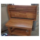 solid oak display table and shelf (buyer must