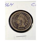 1864 CN Indian Head Penny Coin