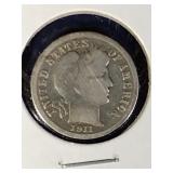 1911 Barber Dime Coin