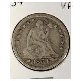 1854 Seated Liberty Quarter Coin