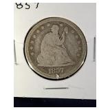 1857 Seated Liberty Quarter Coin