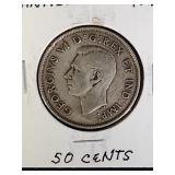 1941 Canada Silver Half Dollar World Coin