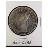1959 Silver 500 Lire Italy World Coin